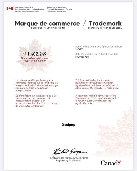 DesiPop® — officially registered across Canada.